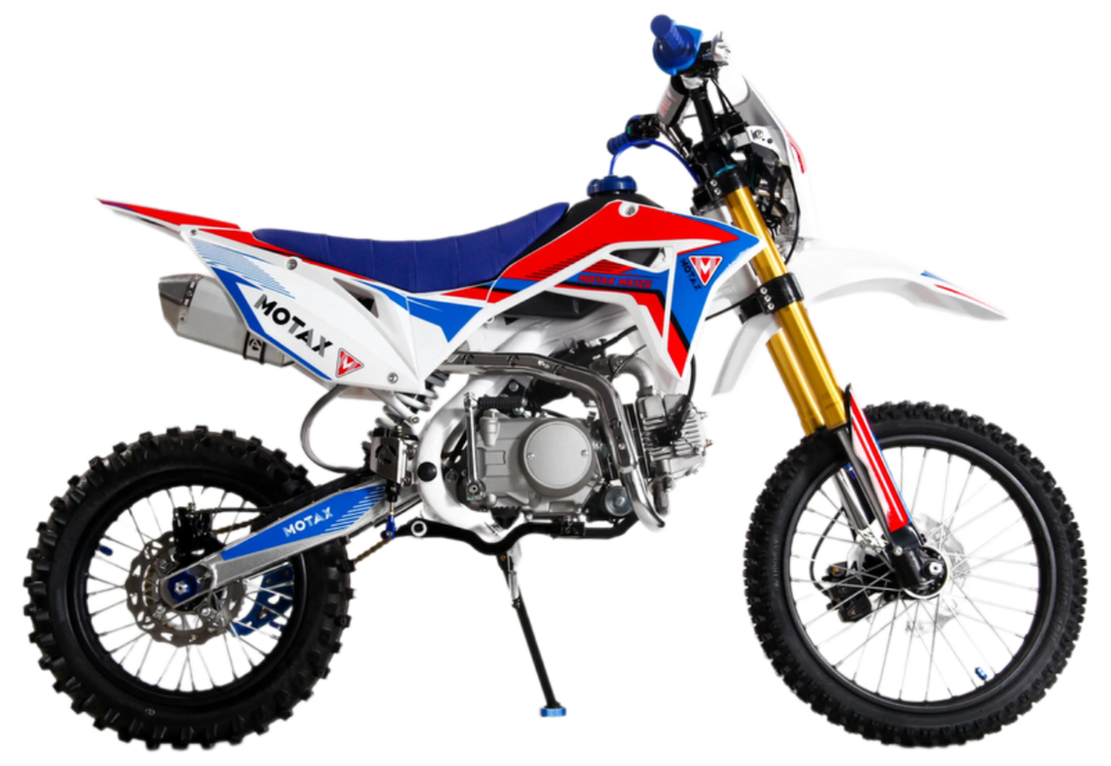 Питбайк MOTAX MX 125 (17/14) черный-белый-синий (фара, электростартер)