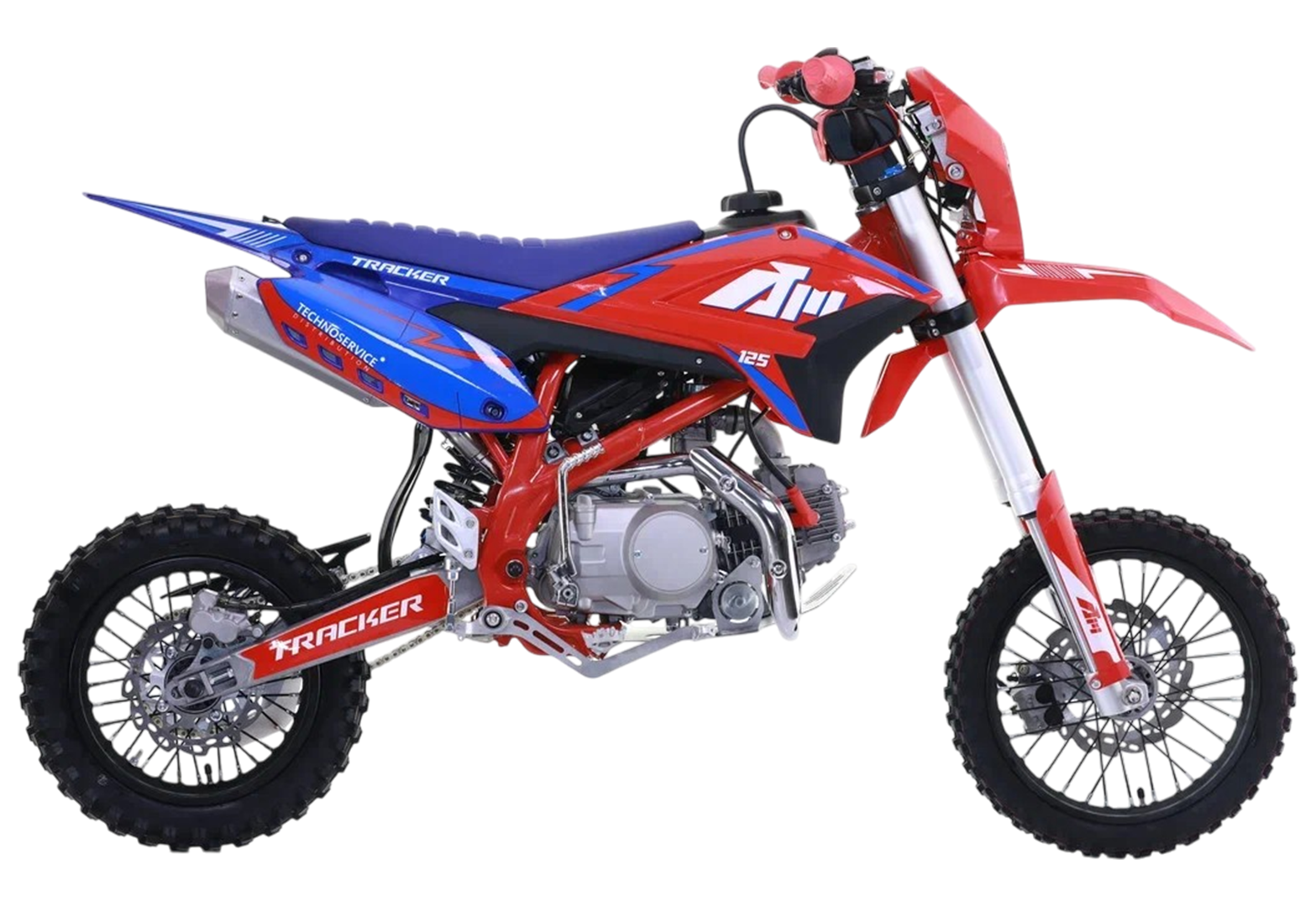 Питбайк Apollo TRACKER 125LE 14/12 Красно-голубой (фара, электростартер)