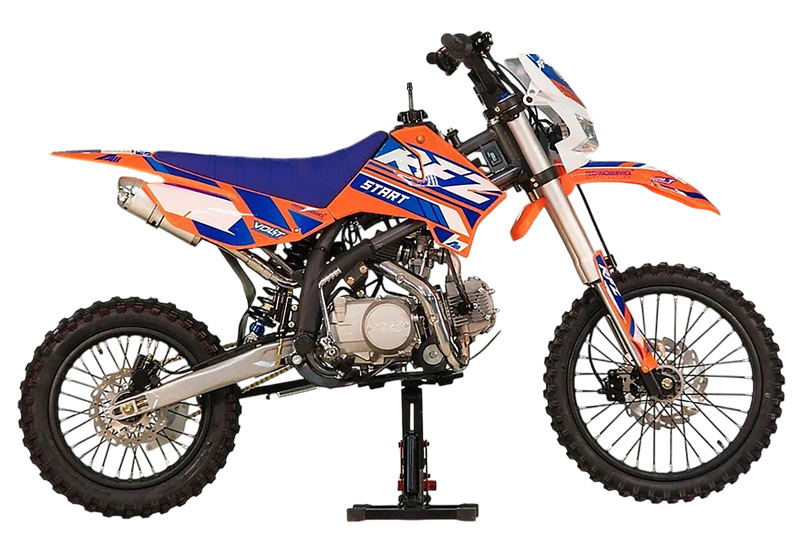 Питбайк Apollo RFZ START 125X-LE, 17/14 оранжевый (фара, электростартер)