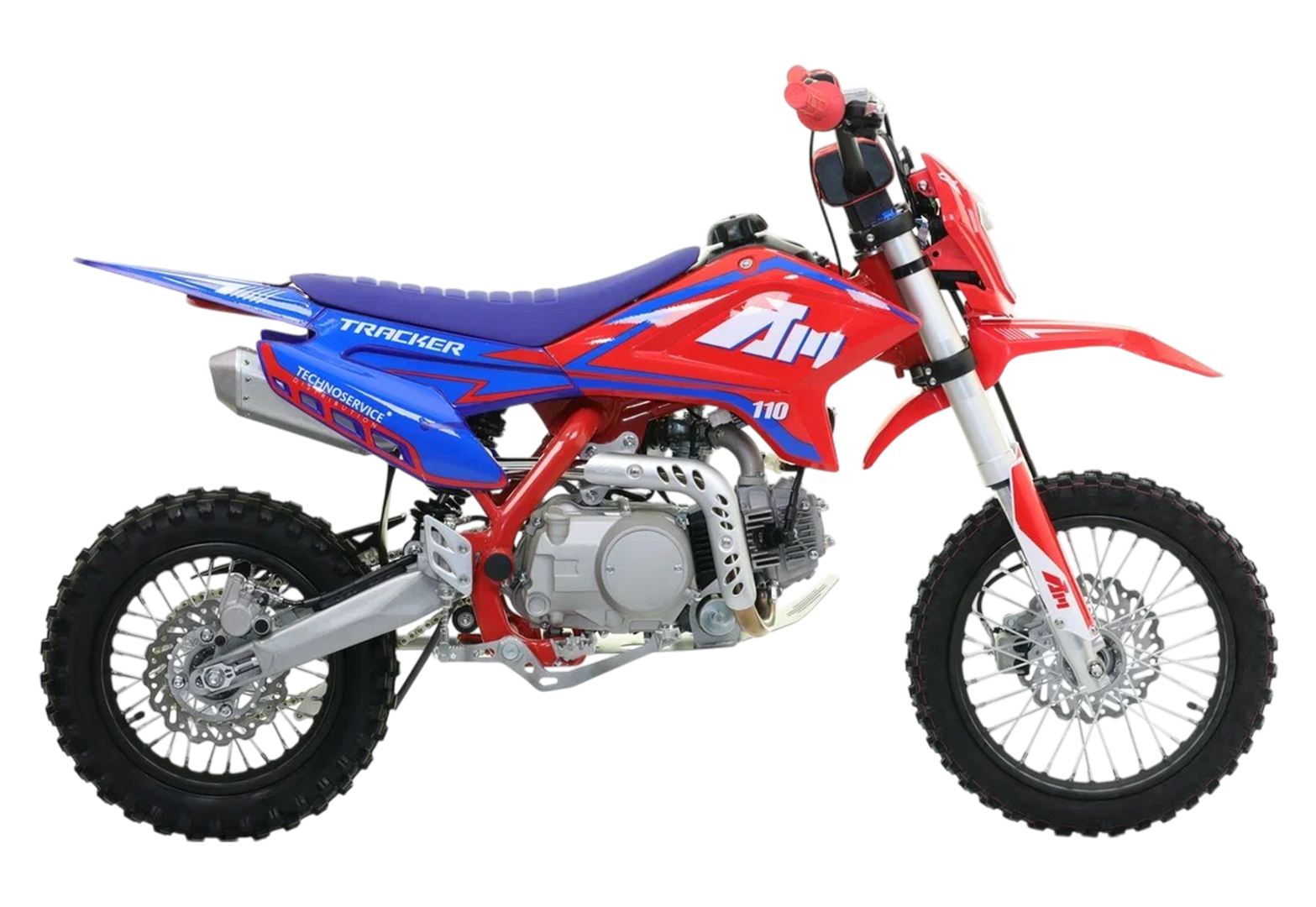 Питбайк Apollo TRACKER 110E auto 14/12 Красно-голубой (фара, электростартер)
