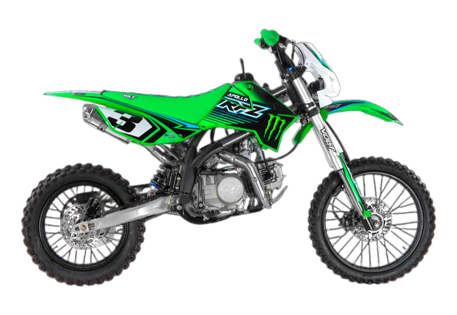 Питбайк Apollo RFZ START 125LE 17х14 Зеленый (фара, электростартер)