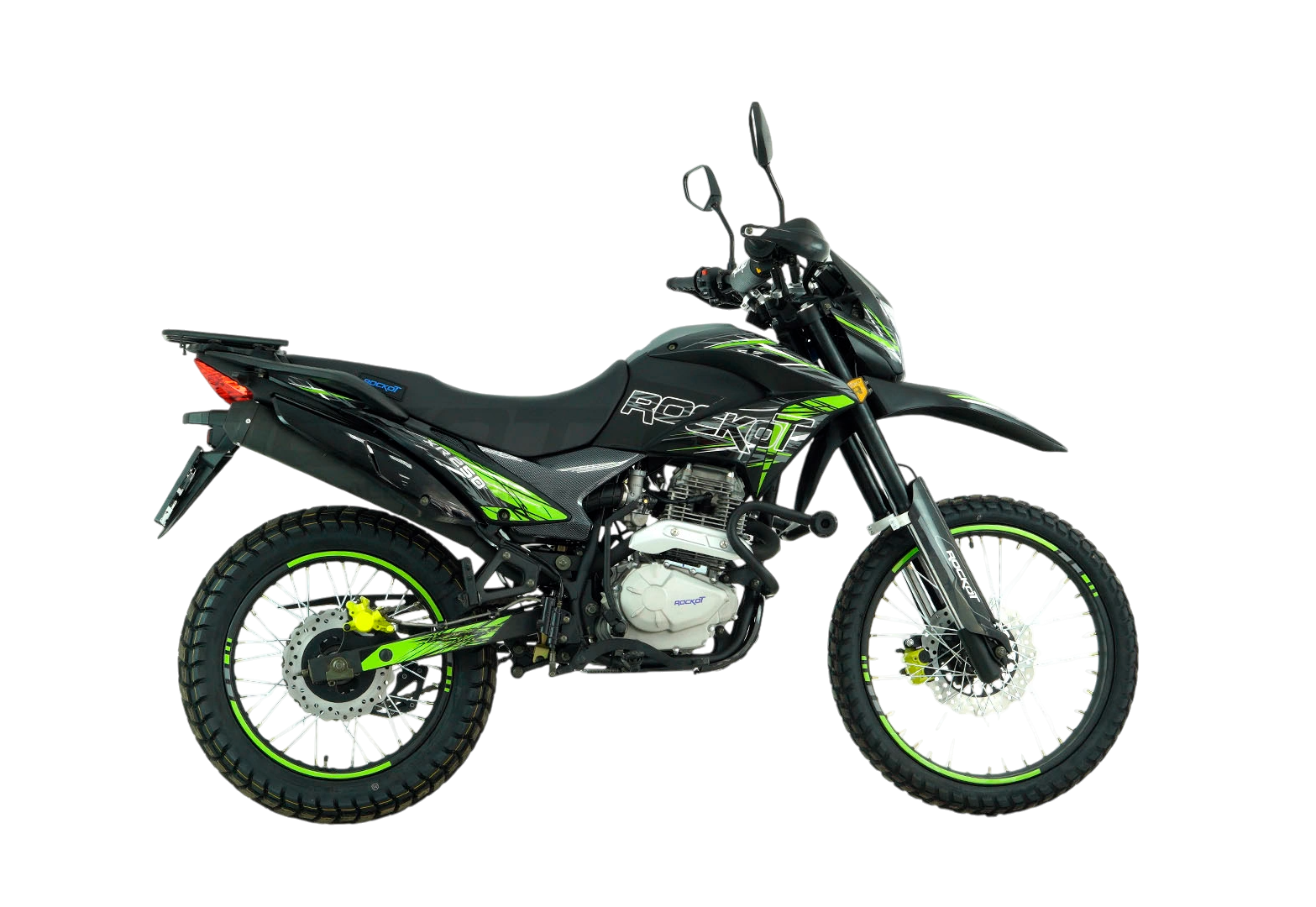 Мотоцикл эндуро ROCKOT XR250 (черный/зеленый, 21/18, ЭПТС)
