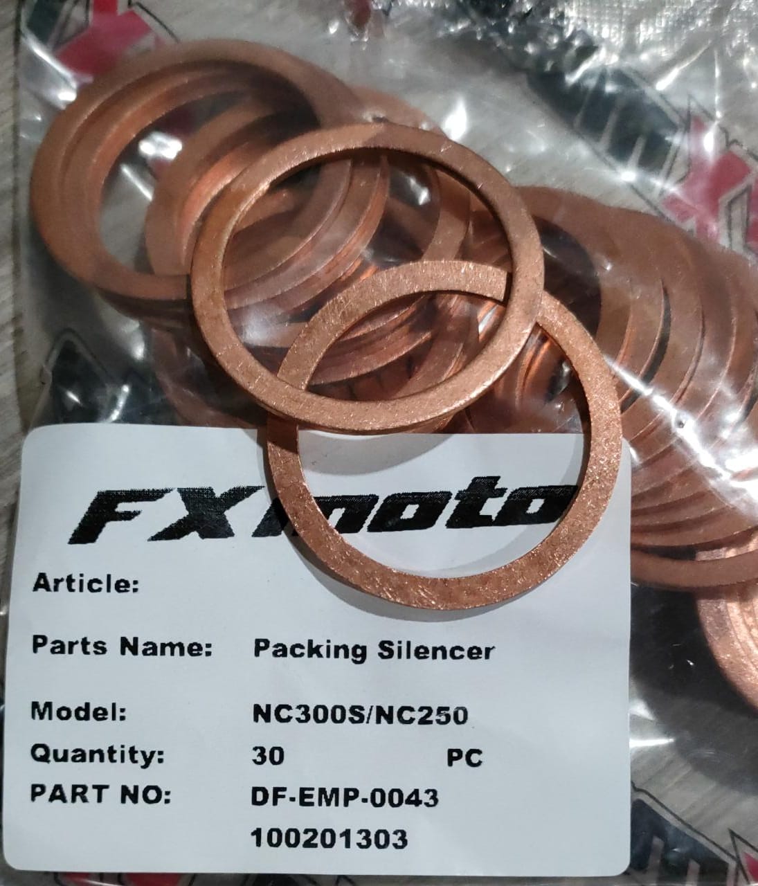 Прокладка глушителя 1шт медное кольцо D=40mm NC250-NC300S