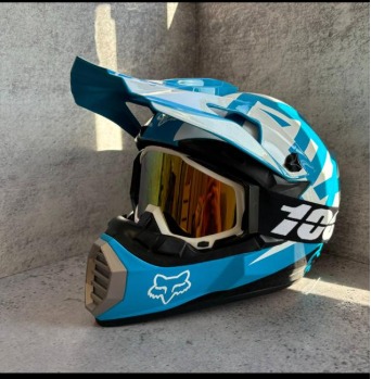 Шлем кроссовый FOX XD1 Голубо-бело-черный, M