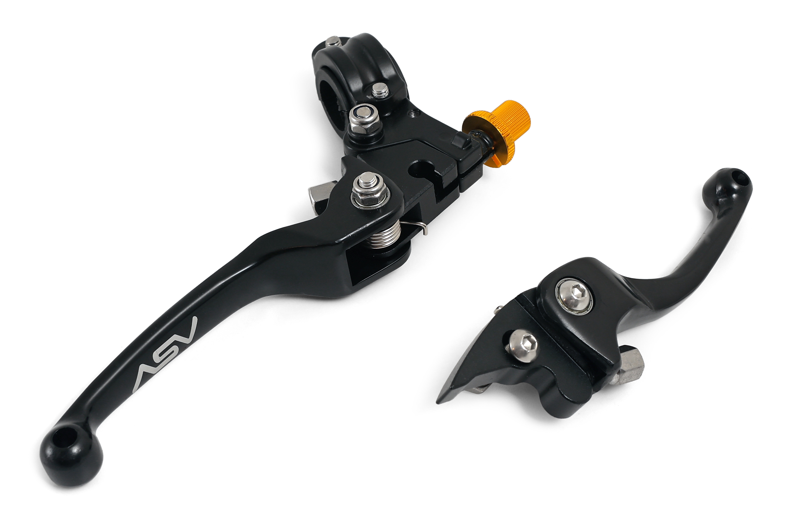 Комплект складных рычагов для питбайка и эндуро мотоцикла ASV CNC черные