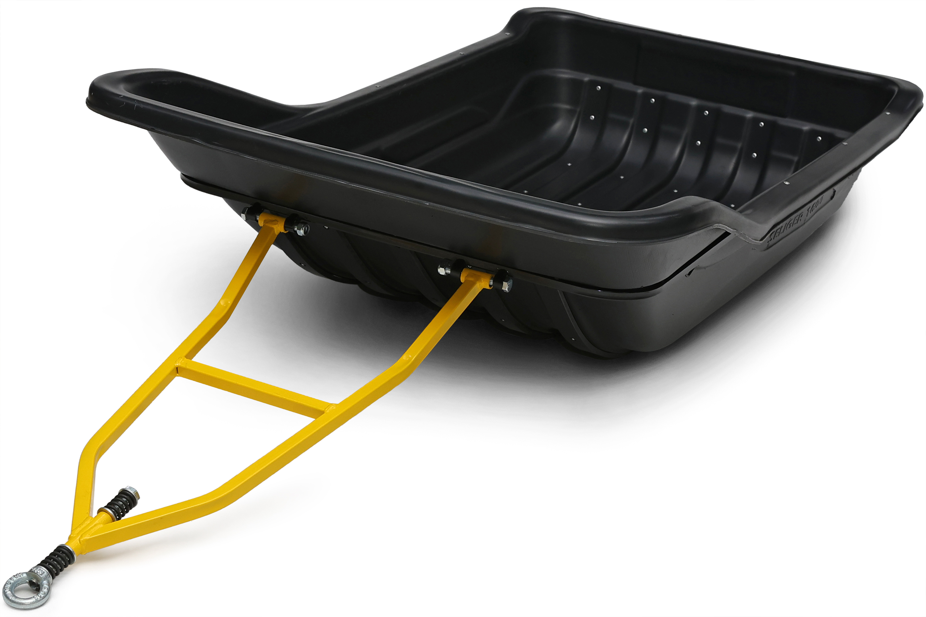 Сани волокуши с обвязкой, отбойником и полозьями Seliger-1600 (1630x900x390) для снегохода, мотобуксировщика, рыбалки, охоты. Ширина дна 630.