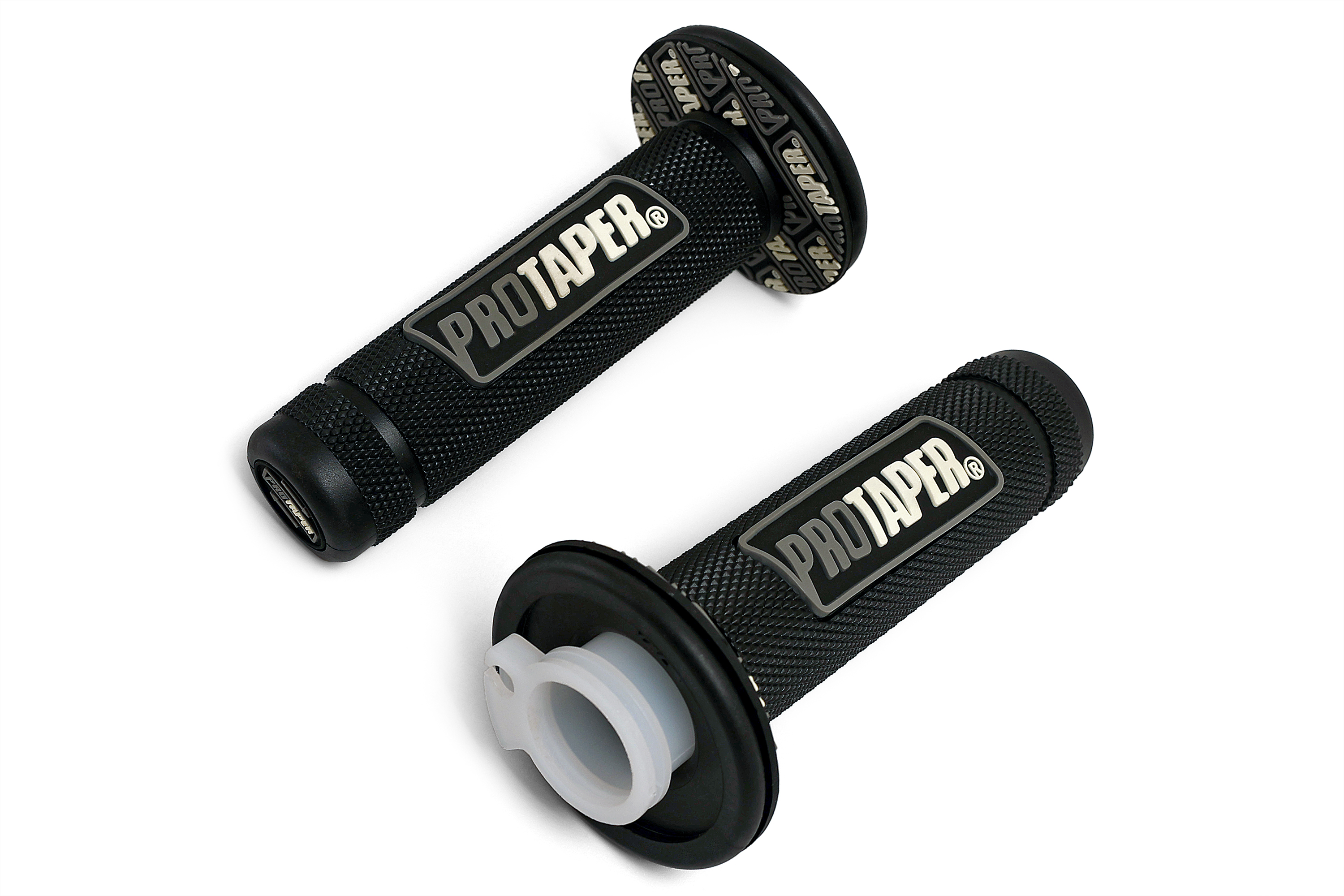 Ручки руля резиновые питбайк (пара) Pro-Taper черные/серые с пластиковой ручкой газа