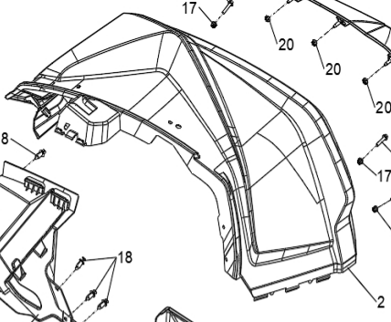 Переднее правое крыло для квадроцикла BRC 1000 / BRP 1000R Белый