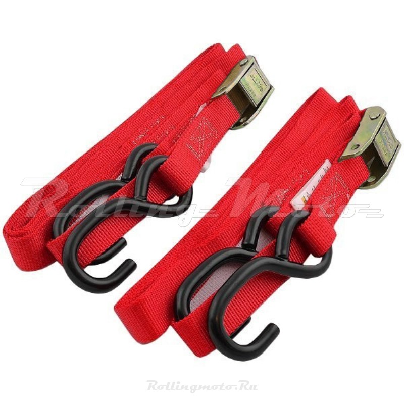 Стяжки для крепления (перевозки) мотоцикла (пара) 25мм x1.8м  FD  красные