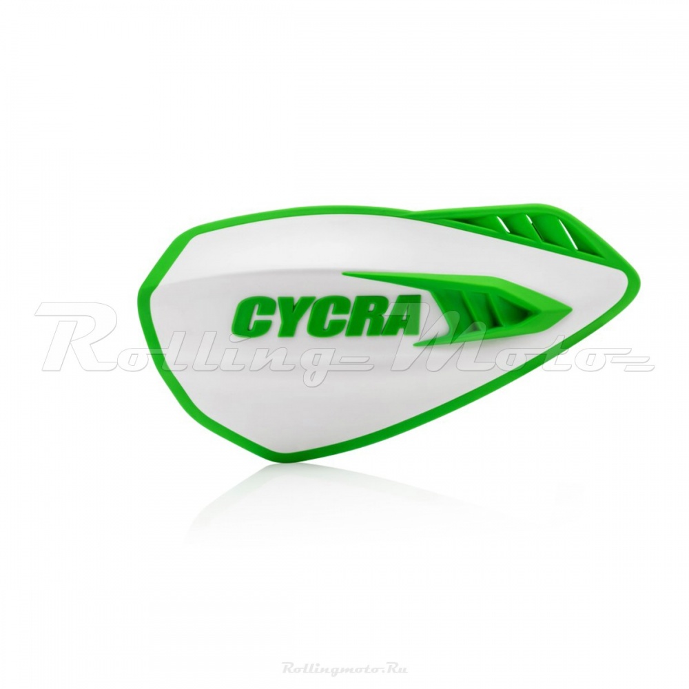 Защита рук мотокросс + крепеж на руль CYCRA CYCLONE белая/зеленая
