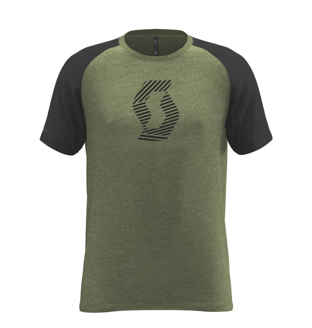 Футболка 10 Icon Raglan мохово-зелёная меланжевая/чёрная L