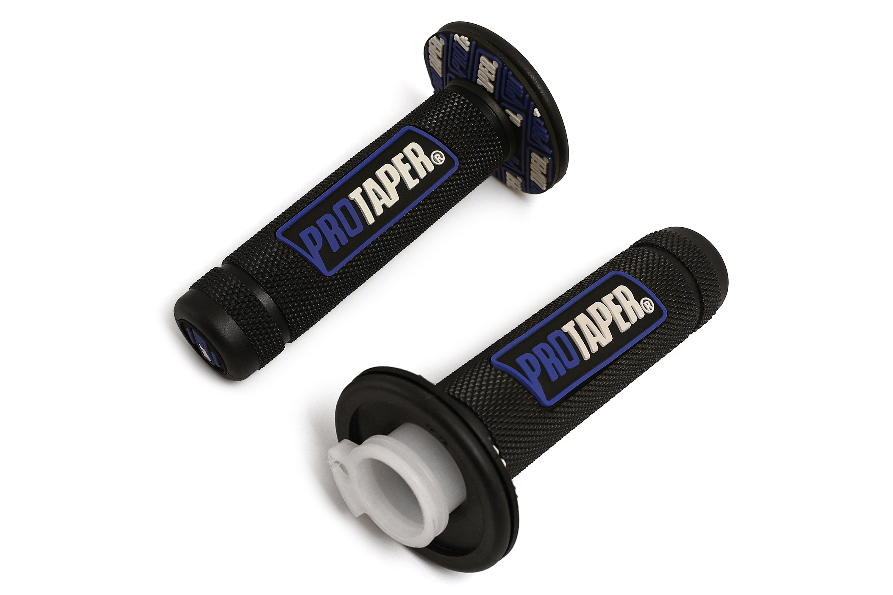 Ручки руля резиновые питбайк (пара) Pro-Taper черные/синие с пластиковой ручкой газа