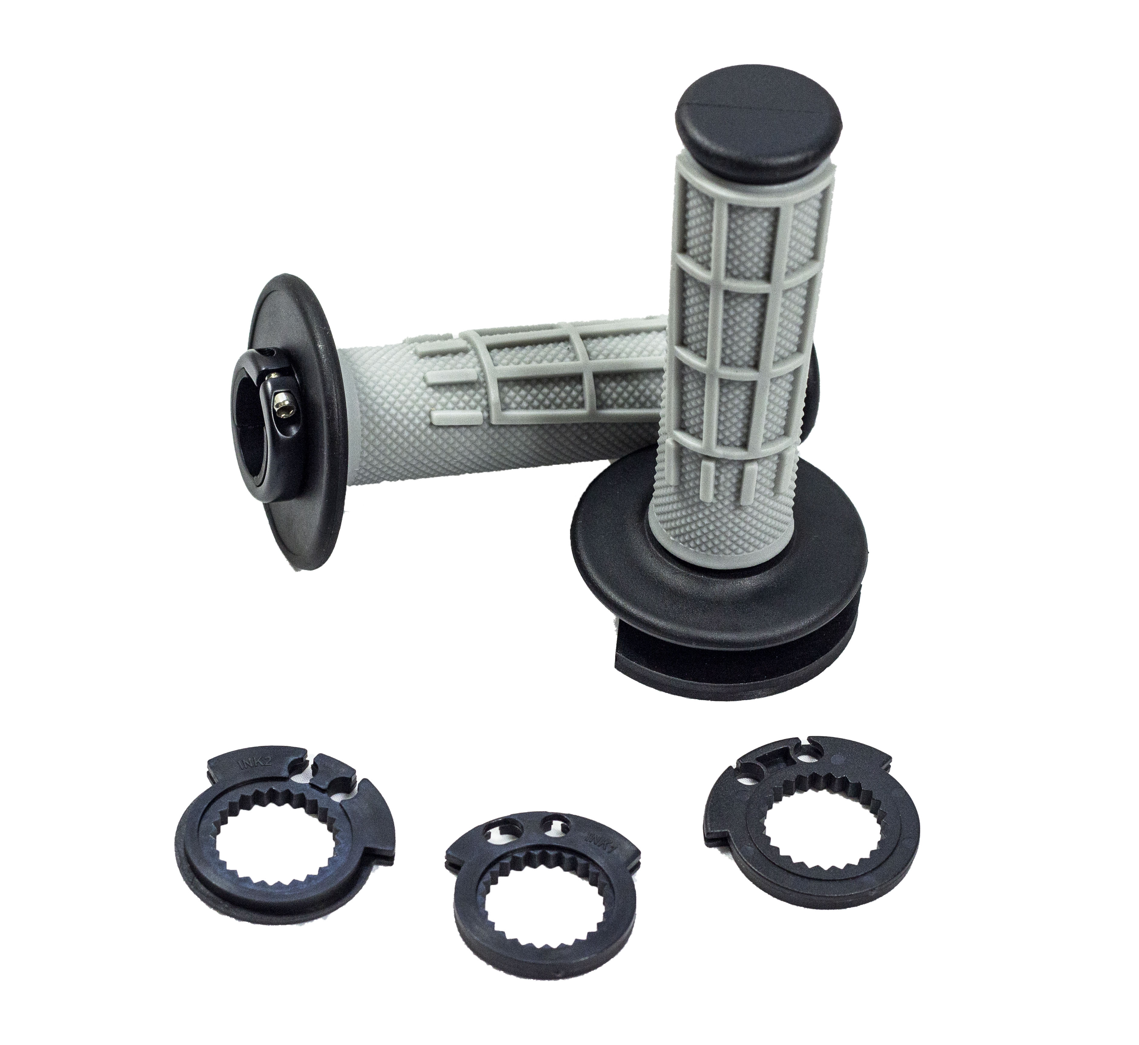Грипсы lock-on + ручка газа SM-PARTS KTM/Husqvarna/Kawasaki/Yamaha серые/черные
