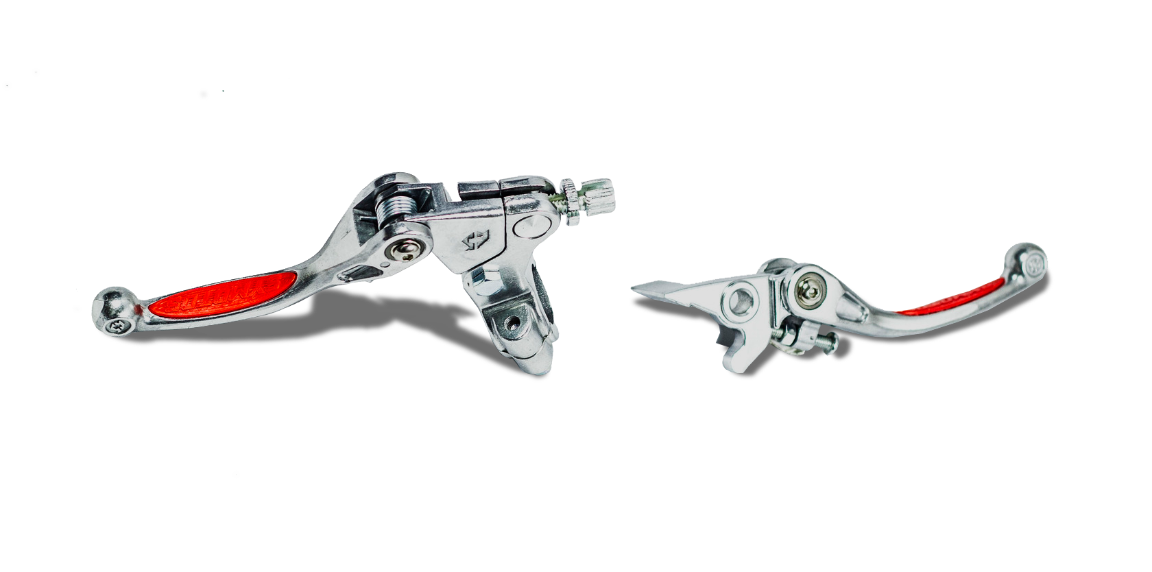 Рычаг сцепления + тормоза складные универсальные c силиконовыми накладками хром/красные