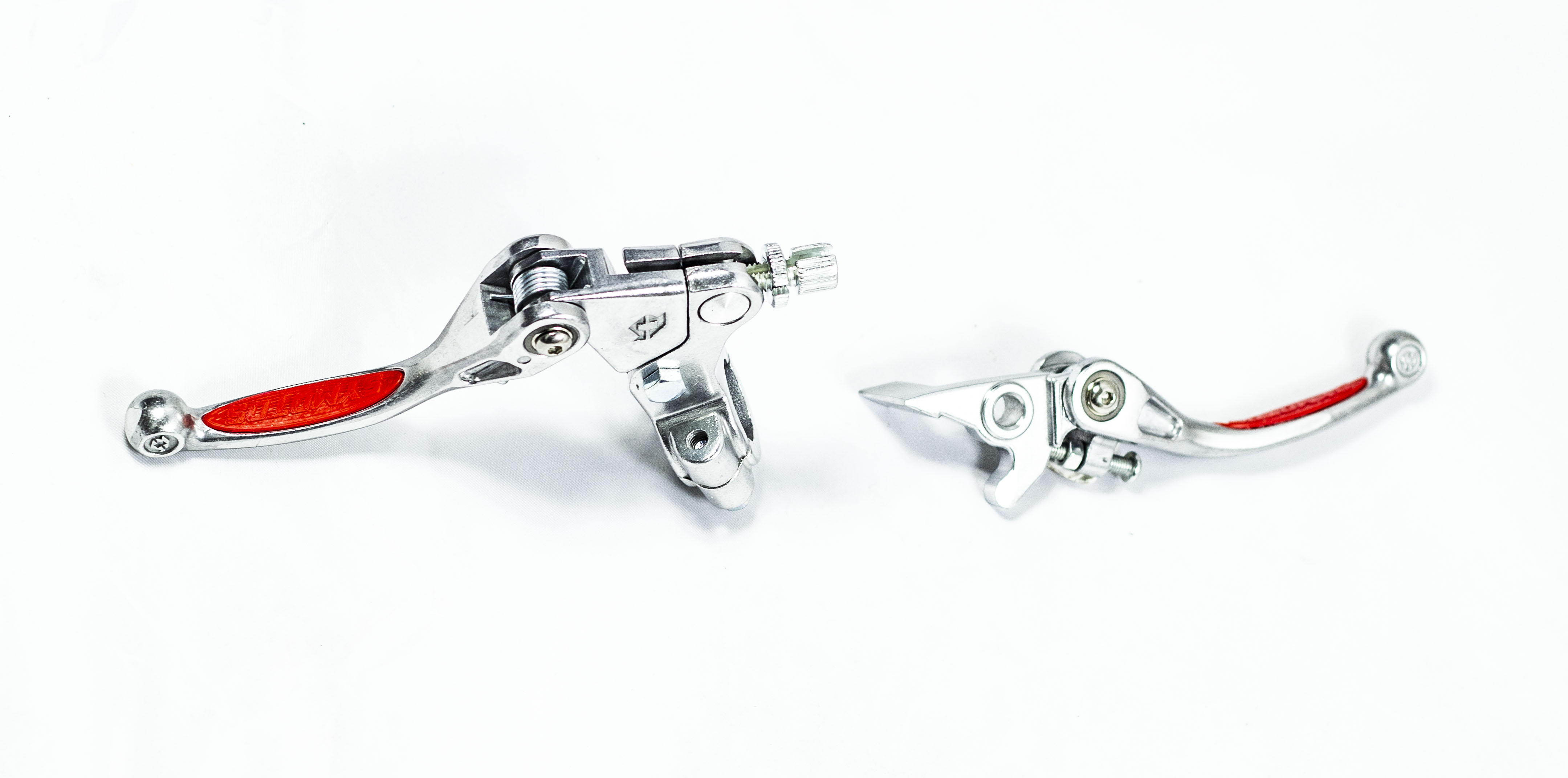 Рычаг сцепления + тормоза складные универсальные c силиконовыми накладками хром/красные