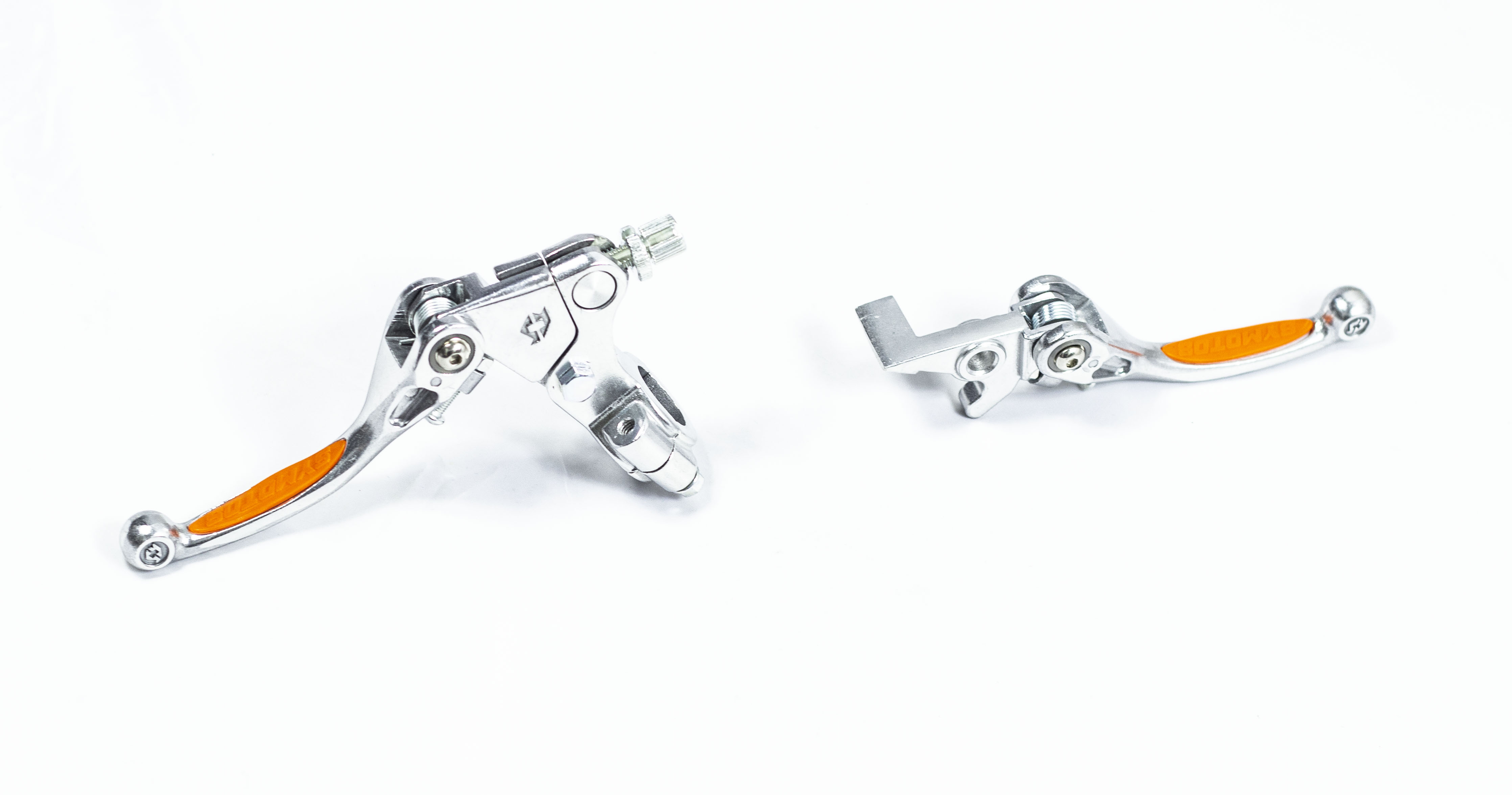 Рычаги тормоз+сцепление складные c силиконовыми накладками в сборе питбайк SM-PARTS оранжевые