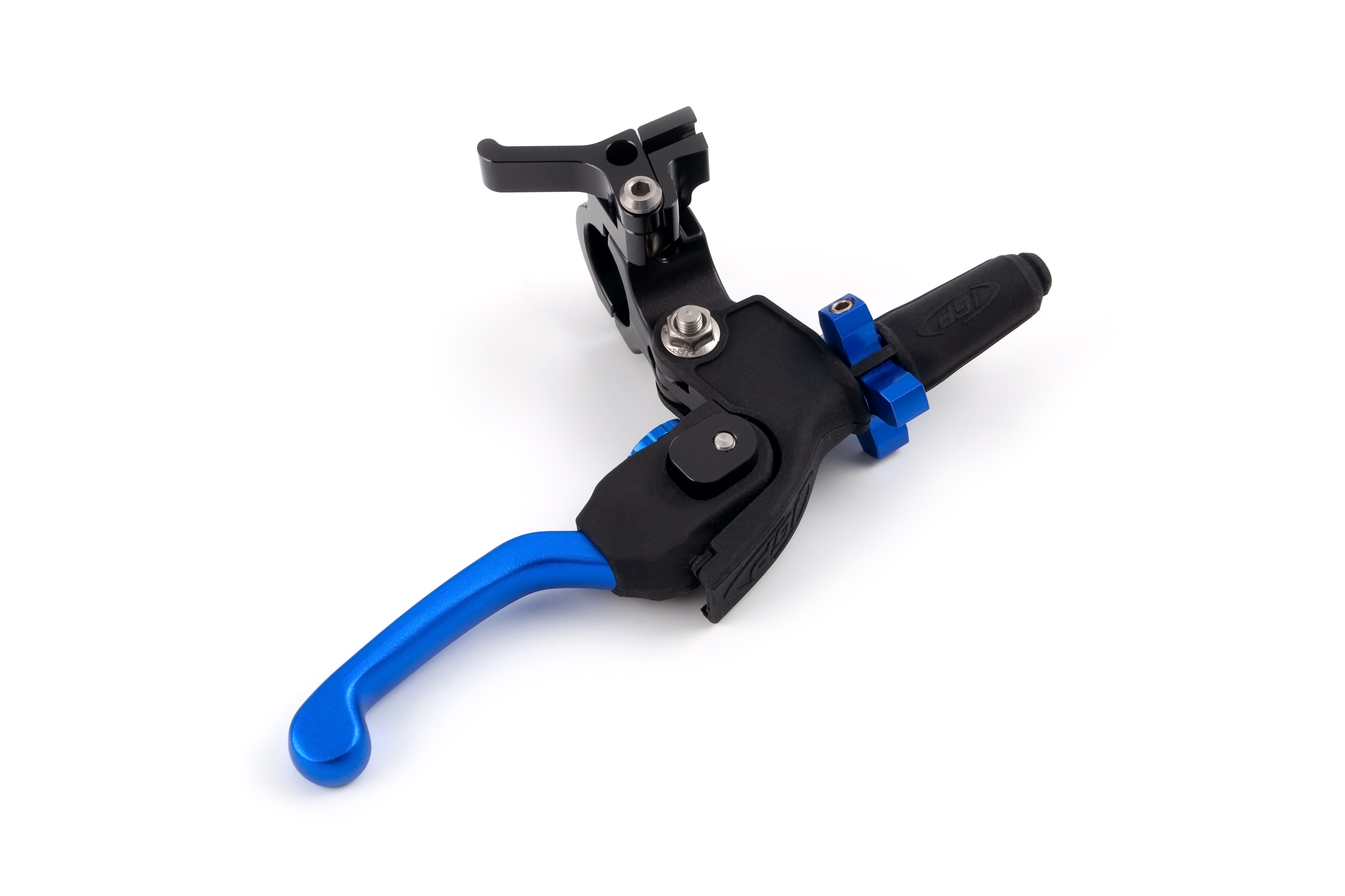 Рычаг сцепления для питбайка и эндуро мотоцикла в сборе с кронштейном регулируемый, складной 360град. IGP синий с курком подсоса