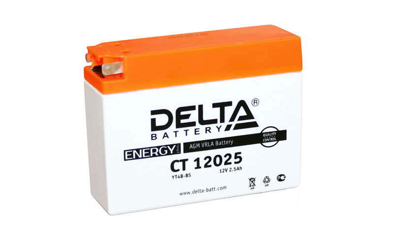 АКБ DELTA  CT 12025 4B-BS 2,5ah Suzuki,Yamaha (114 х 38 х 86)