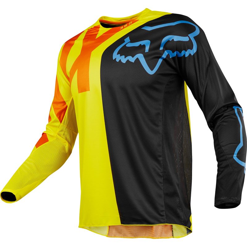 Футболка для мотокросса FOX 360 Preme чёрная/Hi-Vis жёлтая  M