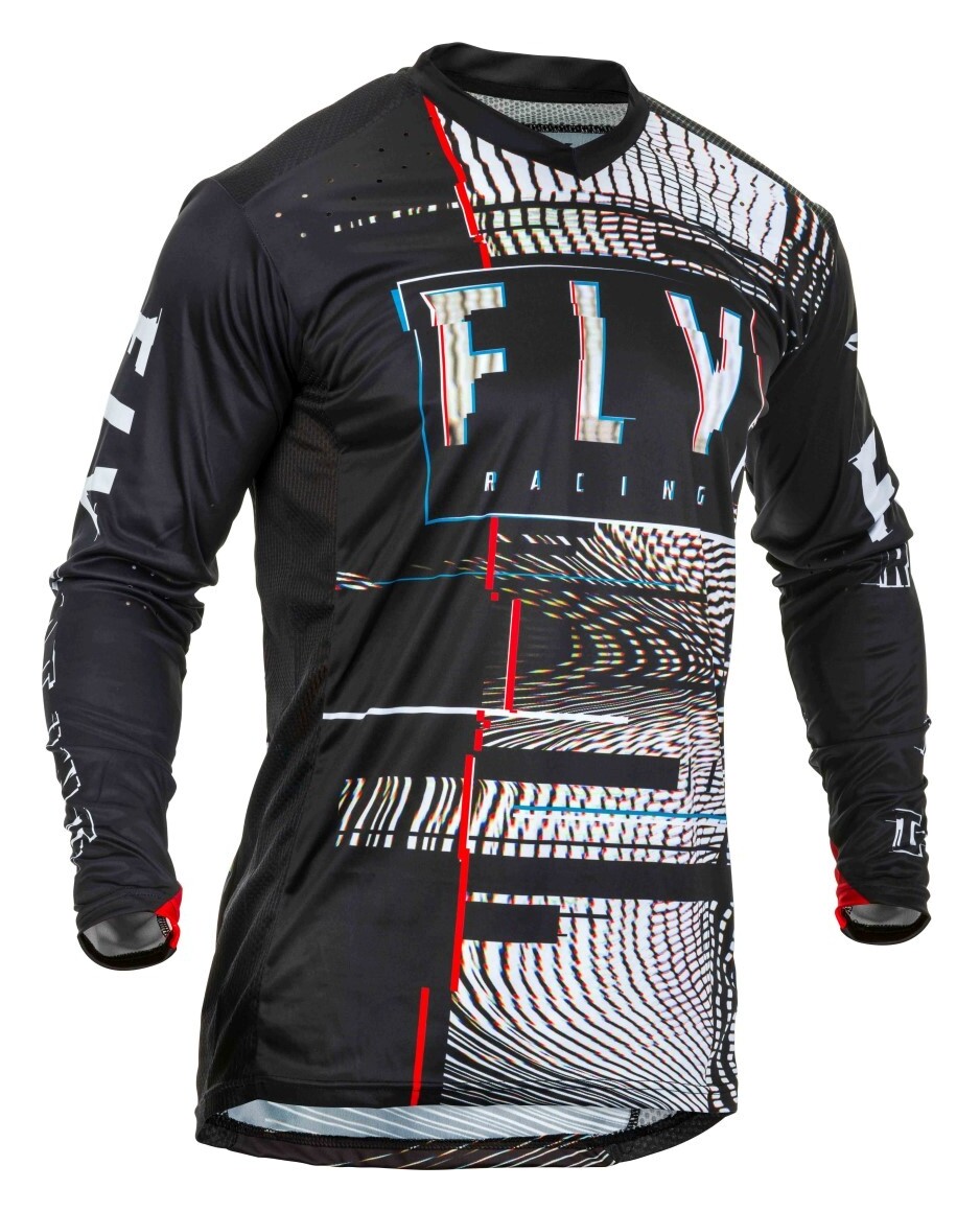 Футболка для мотокросса FLY RACING LITE HYDROGEN GLITCH черная/красная/синяя (2020) XXL