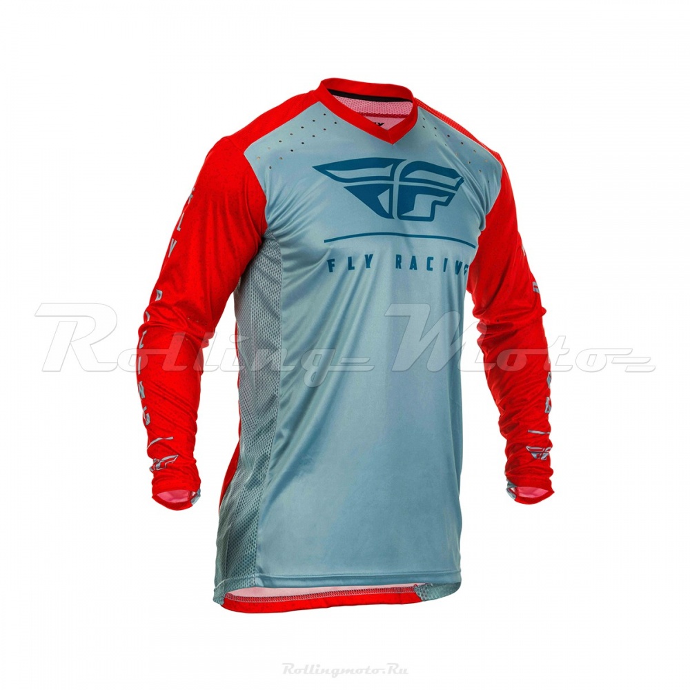 Футболка для мотокросса FLY RACING LITE HYDROGEN красная/серая/синяя (2020) XXL