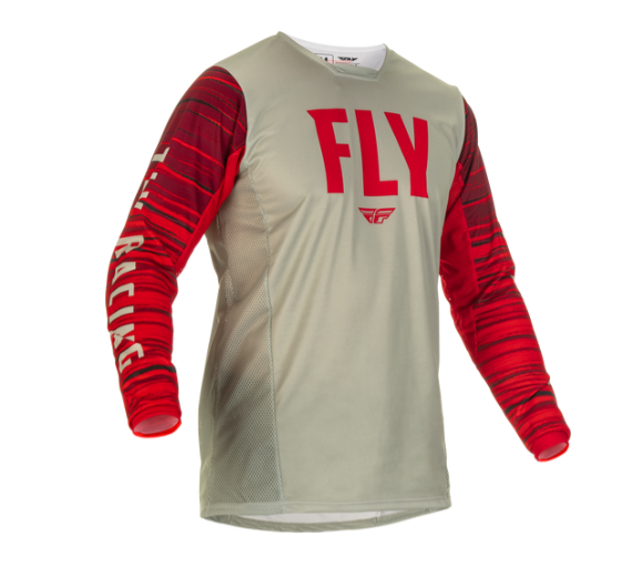 Джерси FLY RACING KINETIC WAVE (2022) серый/красный, XL