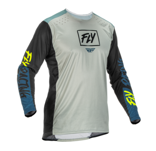 Джерси FLY RACING LITE (2022) серый/бирюзовый/желтый, L