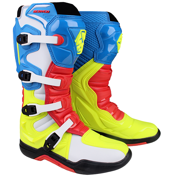 Мотоботы Scoyco MBM003 высокие синий/красный/желтый 44