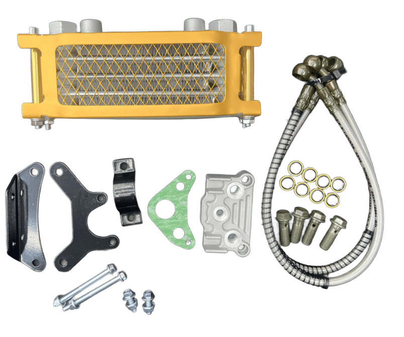 Установочный комплект радиатора для питбайк золотой (с шлангами и платой)