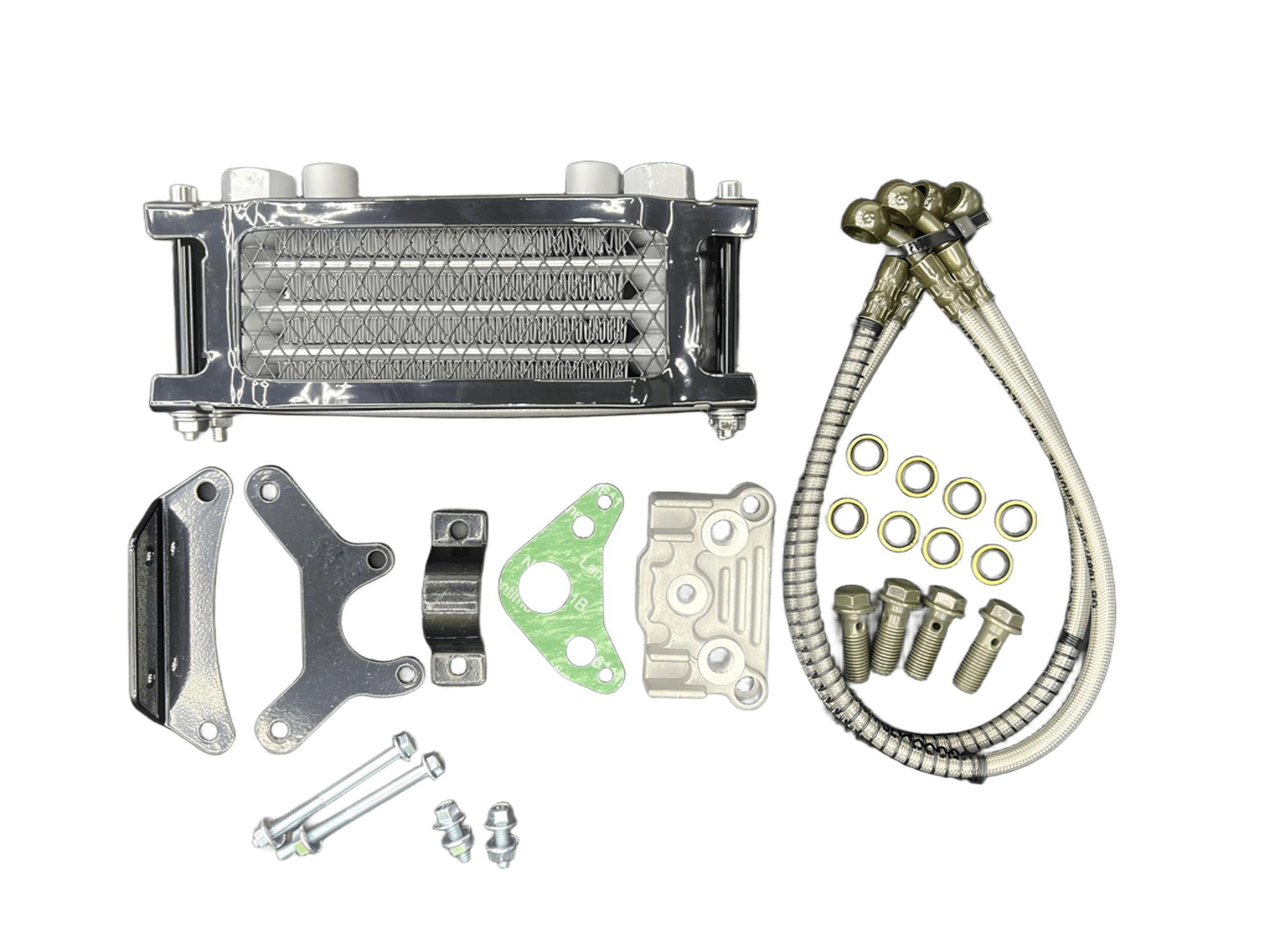 Установочный комплект радиатора для питбайк черный (с шлангами и платой)