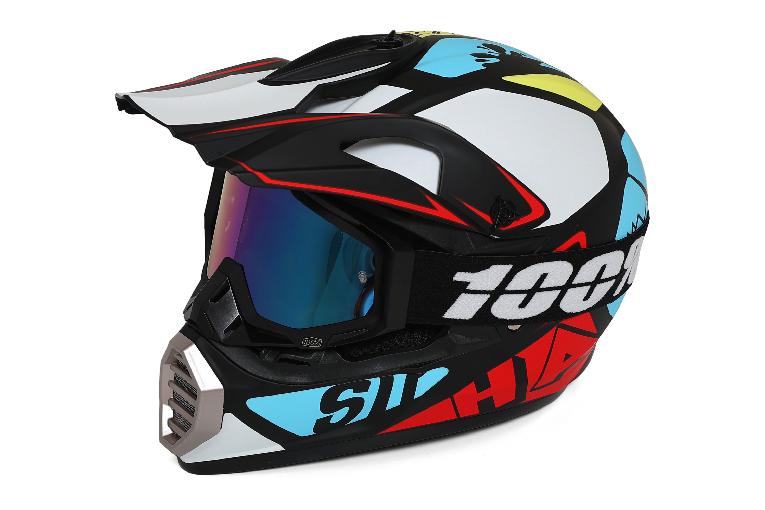 Шлем мото кроссовый с очками, M