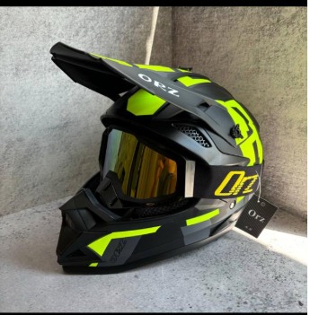 Шлем кроссовый ORZ, Черный/Серый/Желтый, M (в комплекте с очками 100%)