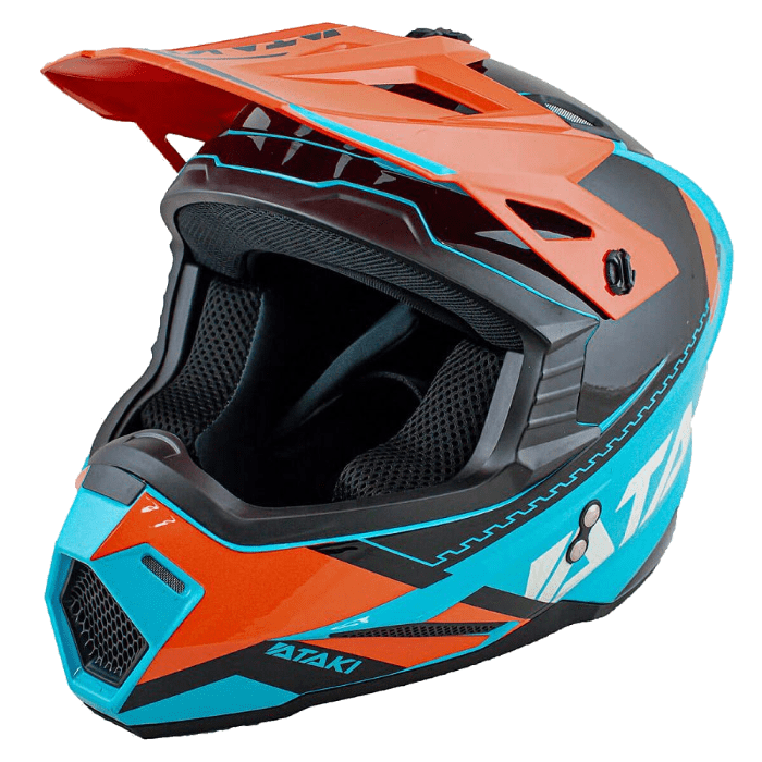 Шлем кроссовый ATAKI JK801 Valor (оранжевый/голубой глянцевый, S)