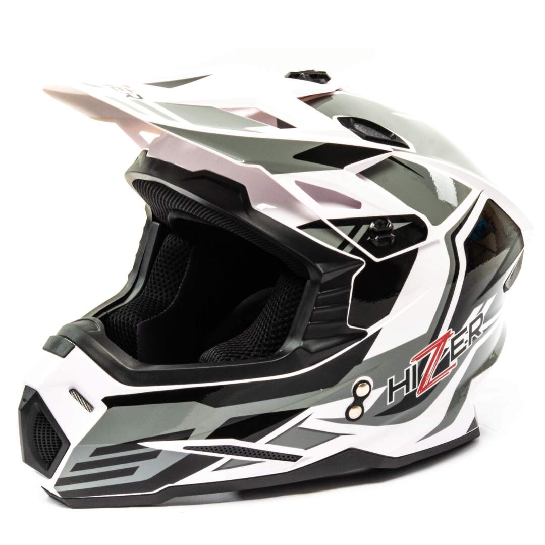 Шлем мото кроссовый HIZER J6801 №4, white/gray, S