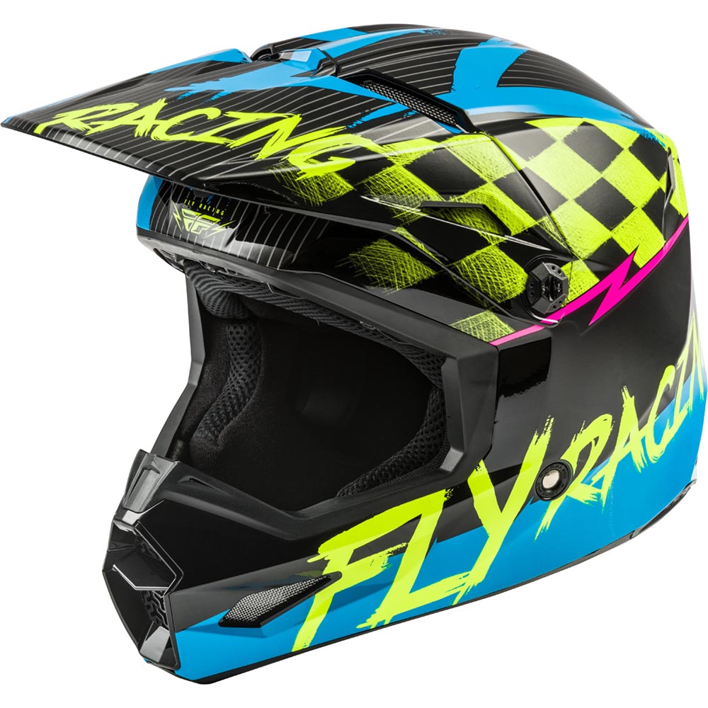Шлем детский (кроссовый) FLY RACING KINETIC SKETCH ECE синий/Hi-Vis желтый/черный/розовый   YL